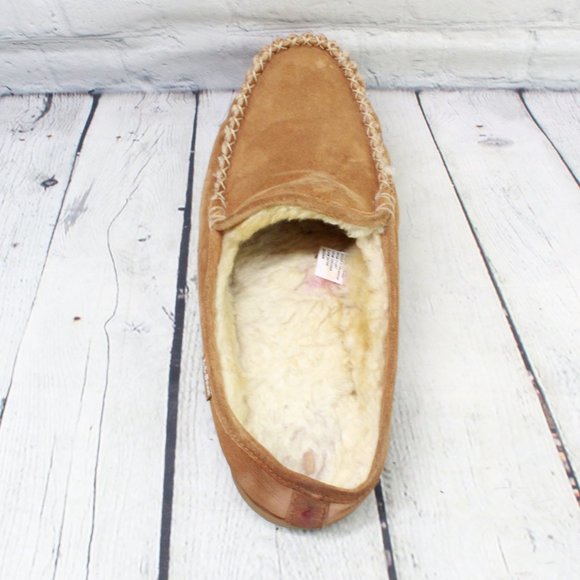 LL Bean Brown Suede Wicked Good Scuffs Shearling Lined Slippers Size 11 M - Picture 6 of 9